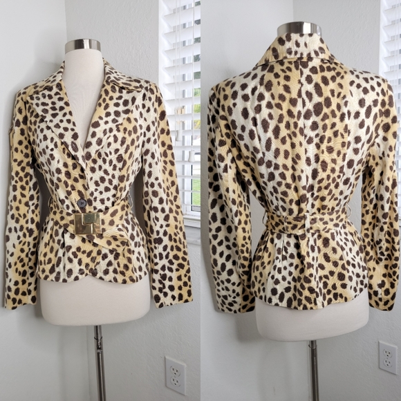 L.A.M.B. Jackets & Blazers - L.A.M.B Gwen Stefani Belted Animal Print Blazer 8.